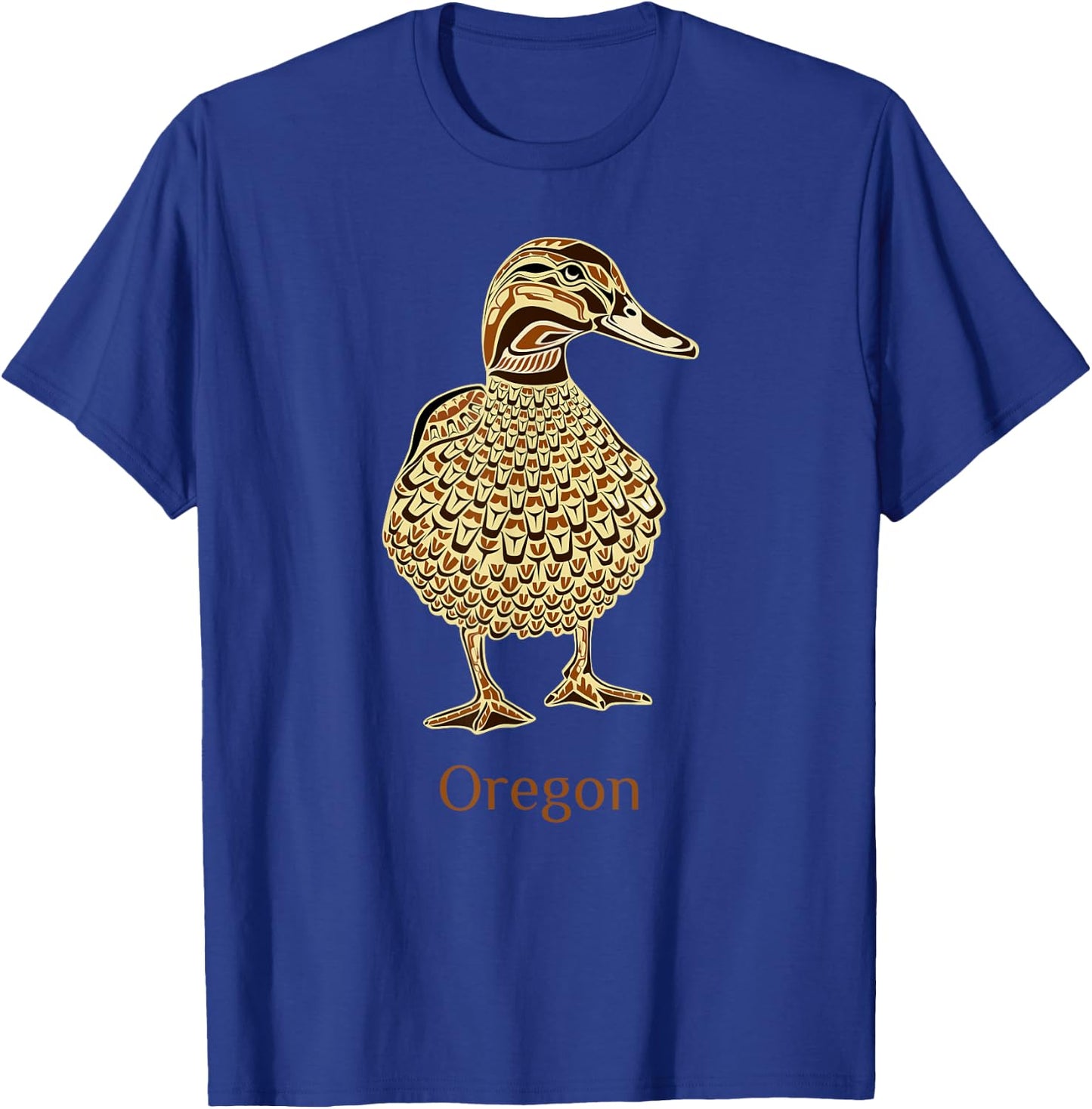 Oregon Mallard Duck Bird Lover Native American Style Birding T-Shirt - T-Shirt | Royal