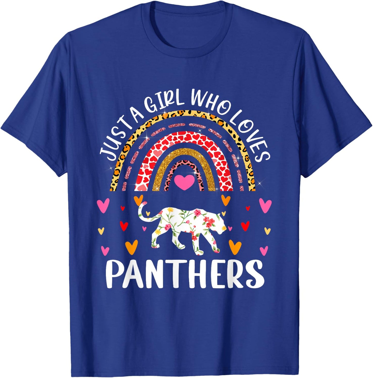 Just A Girl Who Loves Panthers Rainbow Panther Lover T-Shirt - T-Shirt | Royal