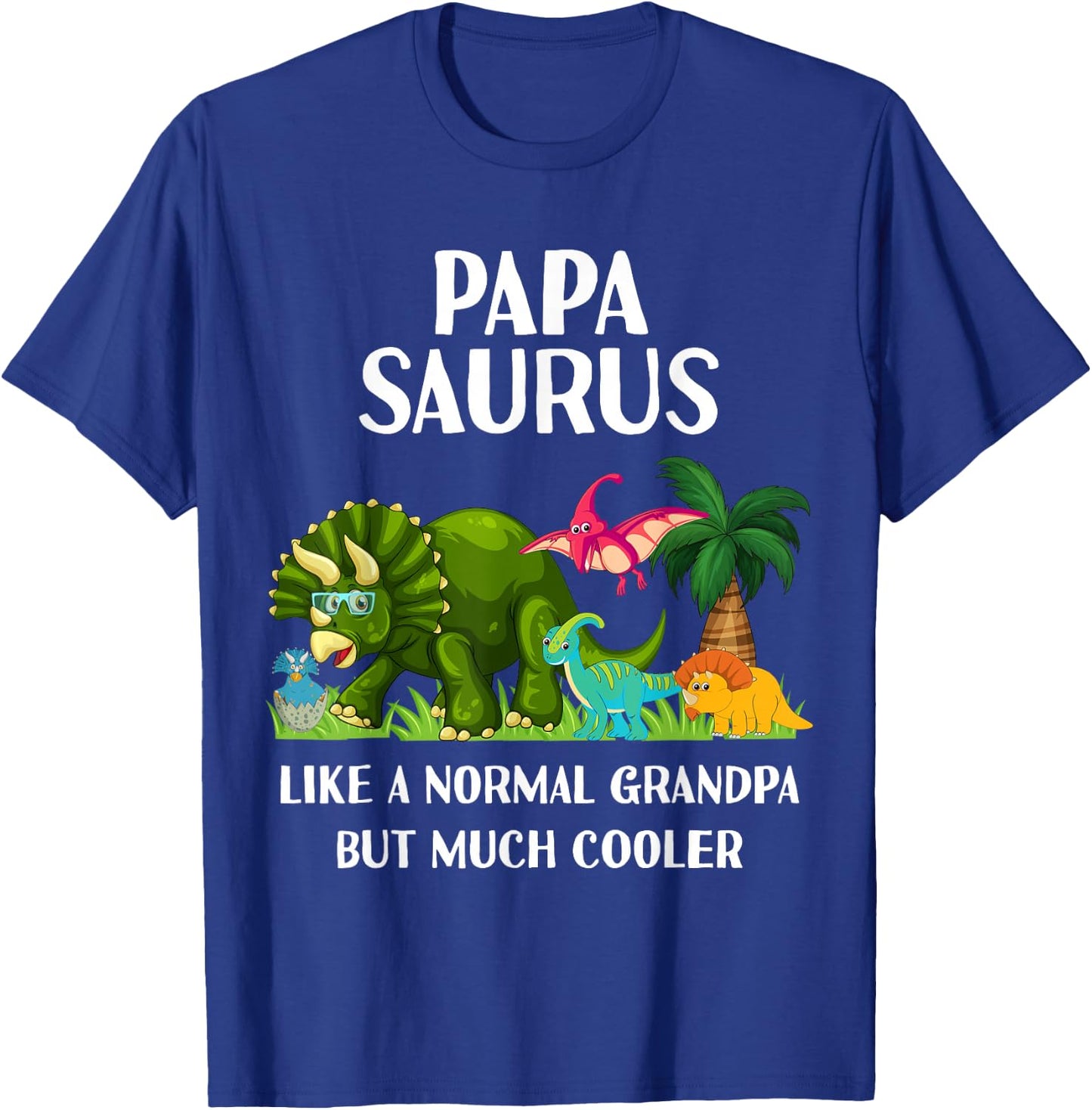Papa Saurus Grandpasaurus Grandpa Dinosaur Men Matching T-Shirt - T-Shirt | Royal