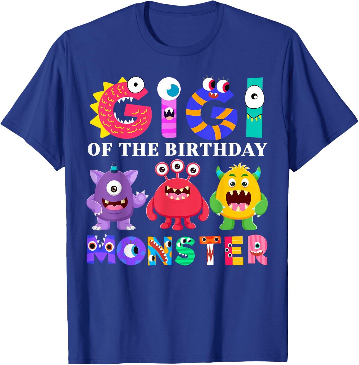 Gigi Little Monster Kids 1st Birthday Party Family Monster T-Shirt - T-Shirt | Royal