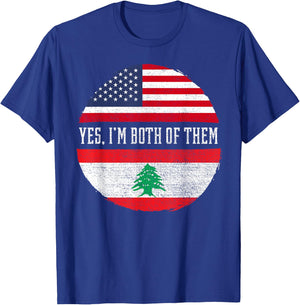 Half American Half Lebanese USA Flag Lebanon Heritage DNA Kids Men T-Shirt - T-Shirt | Royal