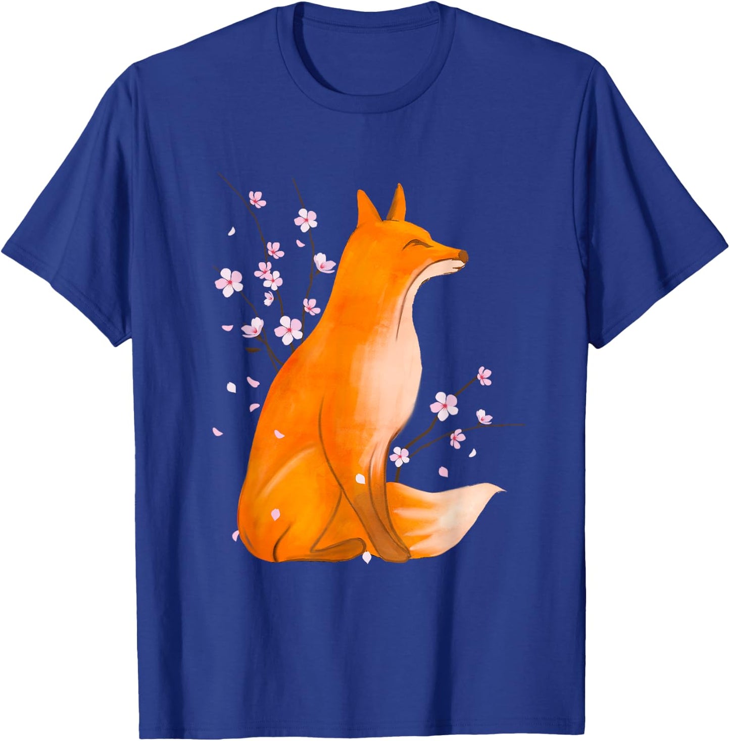 Cherry Blossom Japanese Fox - Zookeeper Animal Lover Camper T-Shirt - T-Shirt | Royal
