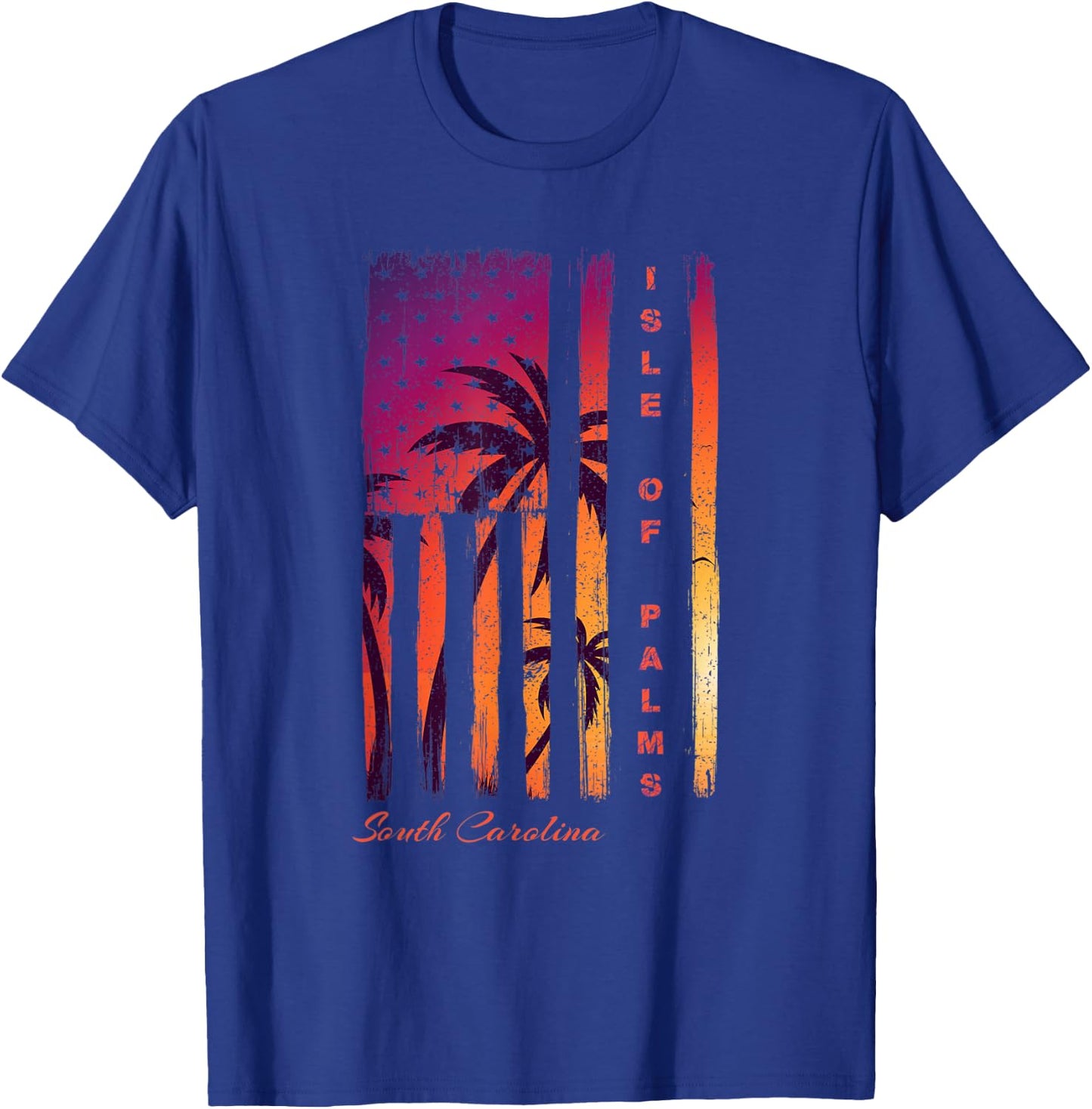 Isle of Palms South Carolina Distressed Retro USA Flag IOP Kids Men T-Shirt - T-Shirt | Royal