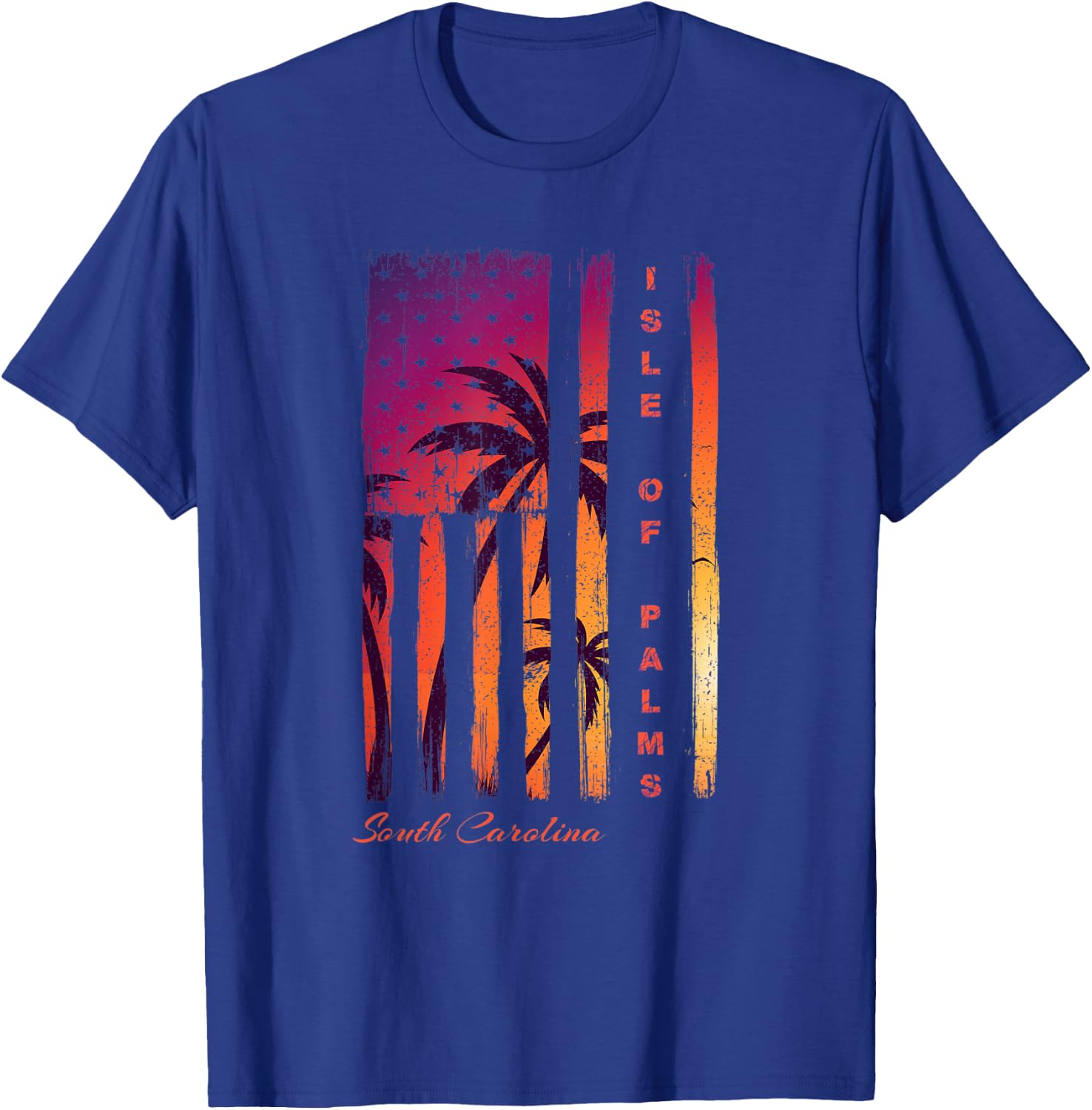 Isle of Palms South Carolina Distressed Retro USA Flag IOP Kids Men T-Shirt - T-Shirt | Royal