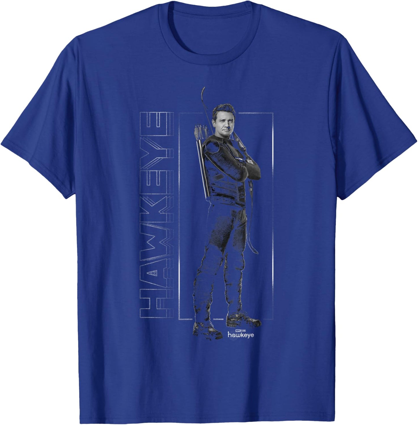 Marvel Hawkeye Disney Plus Black And White Hero Pose T-Shirt - T-Shirt | Royal