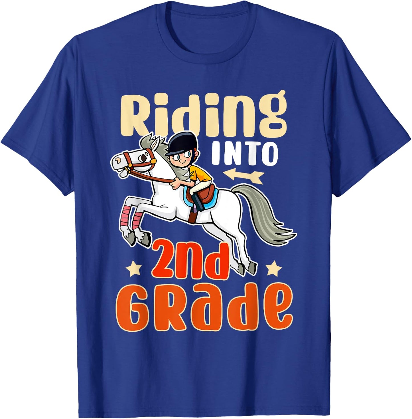Funny Horse Lover Riding Into 2nd Grade Back To School T-Shirt - T-Shirt | Royal