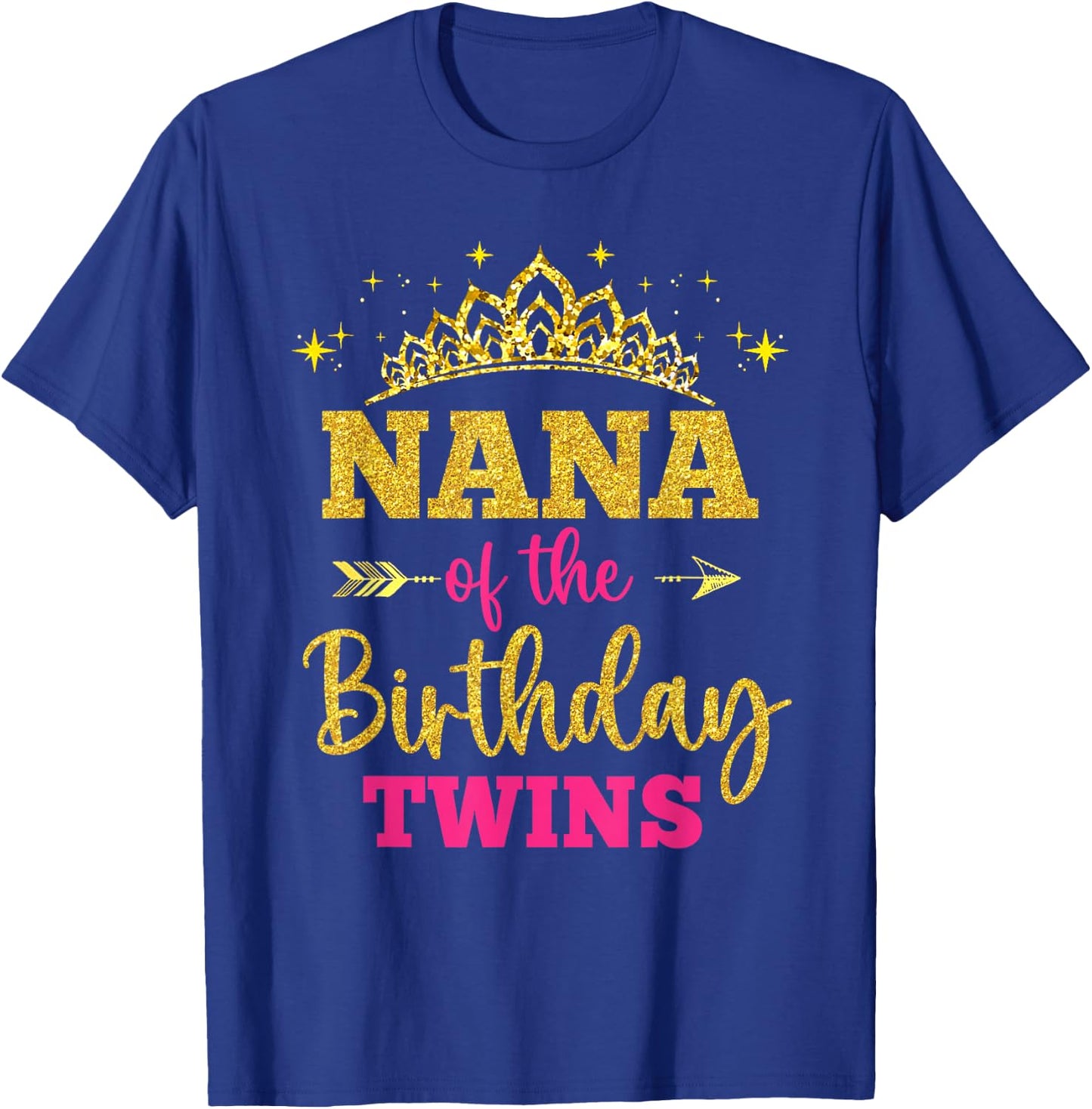 Nana Of The Birthday Twins Girl Princess Party Family T-Shirt - T-Shirt | Royal