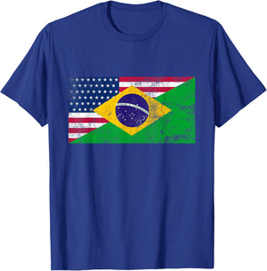 Brazil Shirt Brasil Soccer USA America Flag Jersey Men Women T-Shirt - T-Shirt | Royal