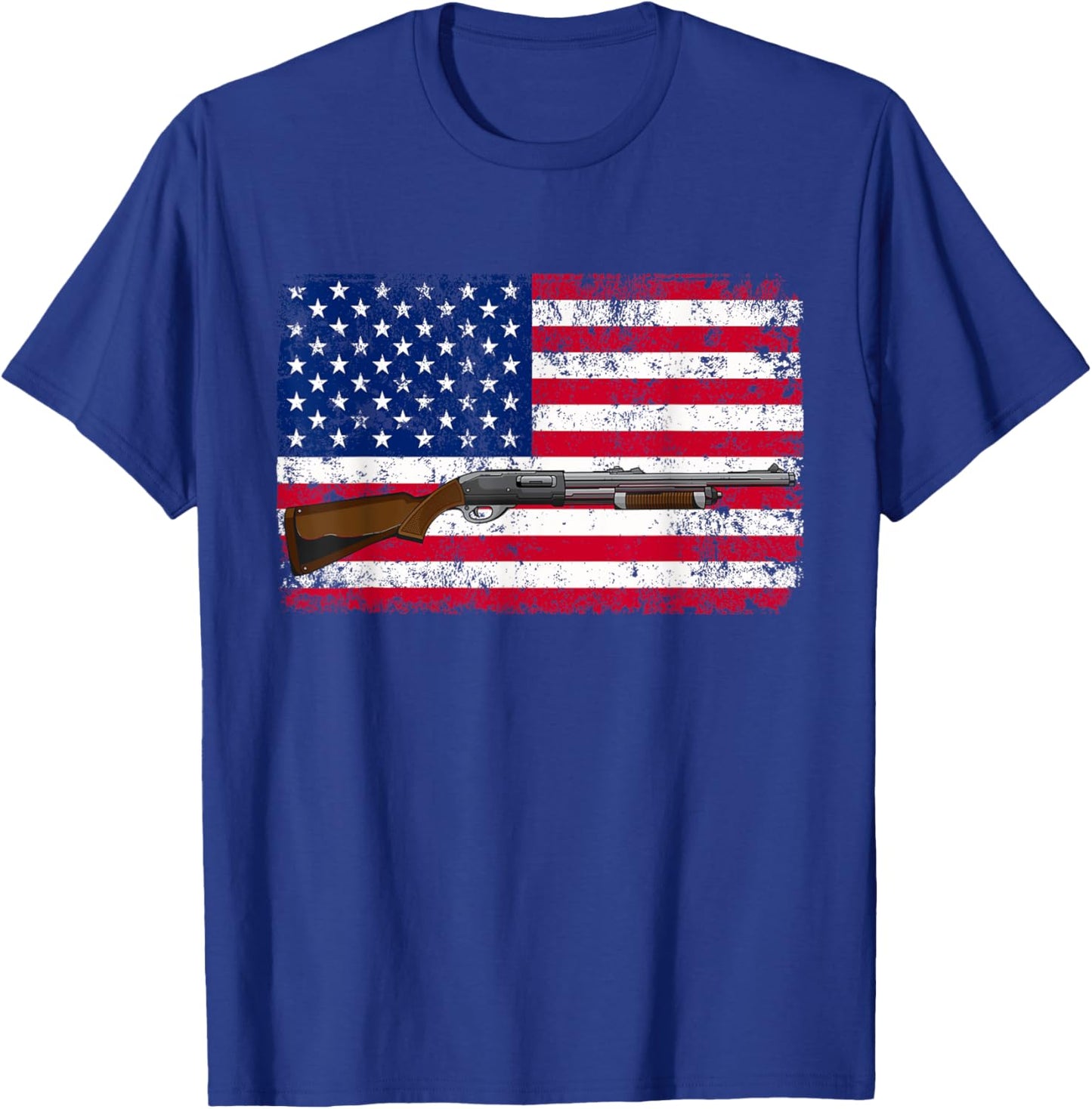 Clay Pigeon Shooting USA Shotgun Flag - Shotgun T-Shirt - T-Shirt | Royal