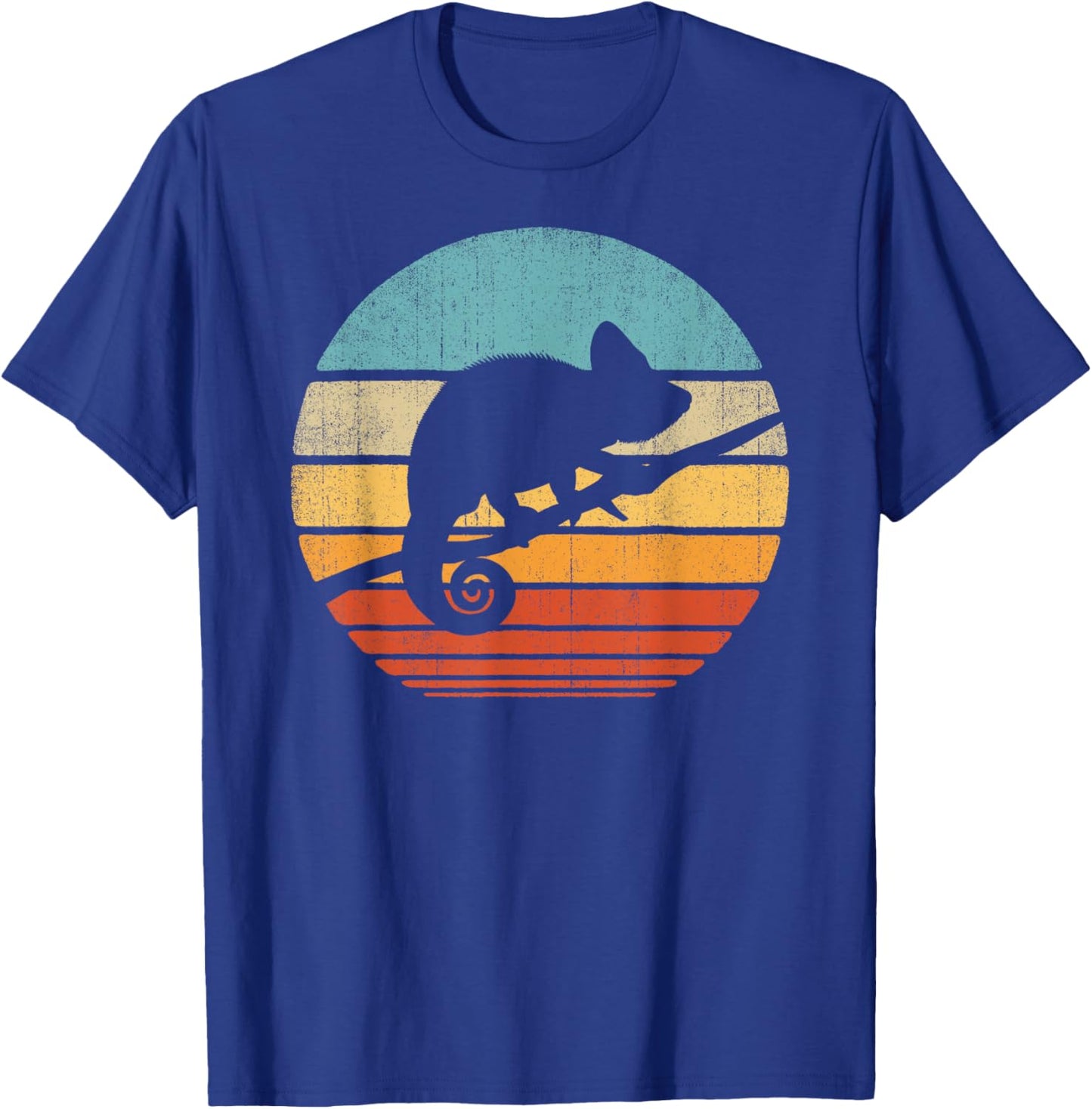 Chameleon Retro Vintage 60s 70s Sunset Lizard Reptile Animal T-Shirt - T-Shirt | Royal
