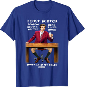 Anchorman Ron I Love Scotch T-Shirt - T-Shirt | Royal