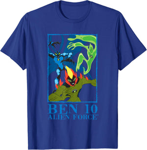 Ben 10: Alien Force Big Chill Swampfire & Goop Epic Poster T-Shirt - T-Shirt | Royal