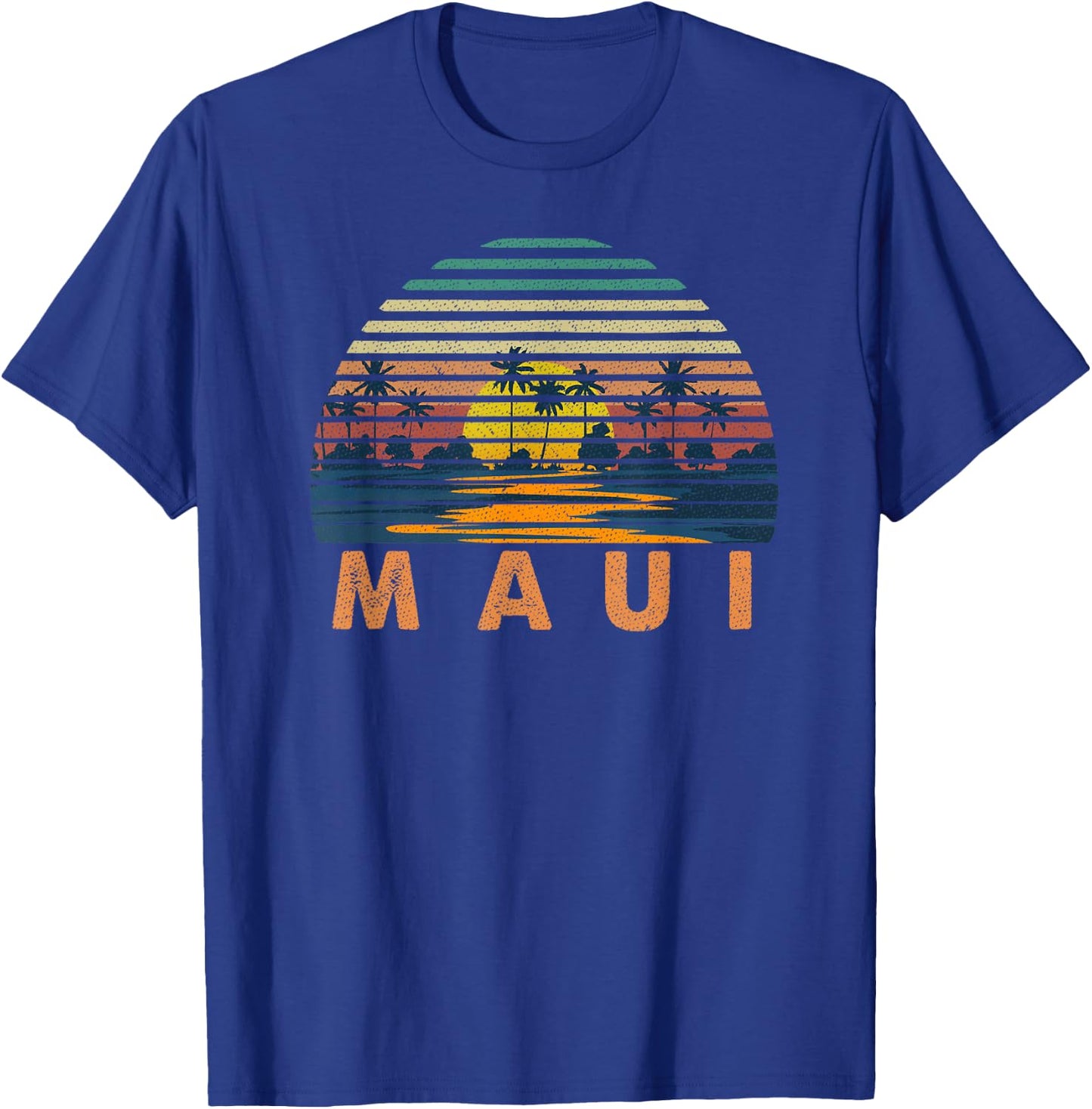 70s Maui HI Vintage Retro Sunset Throwback Art Hawaii Travel T-Shirt - T-Shirt | Royal