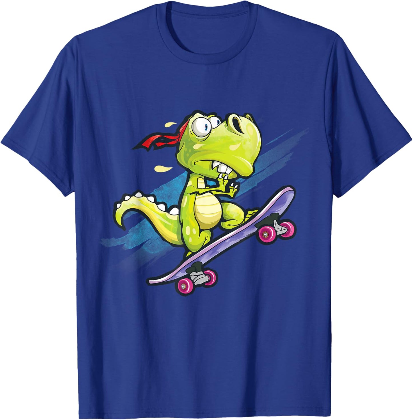 Dino Skateboard Shirt Boys Skateboarding Kids Men Dinosaur T-Shirt - T-Shirt | Royal