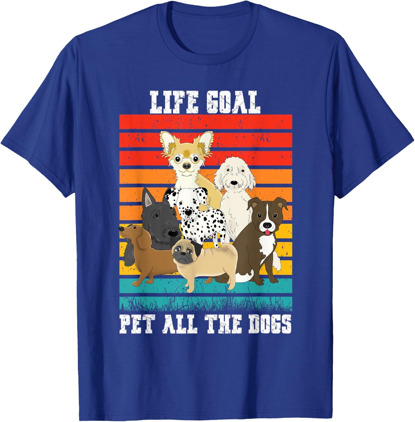 Funny Vintage Dog Lover Life Goal Pet All The Dogs Women Kids T-Shirt - T-Shirt | Royal