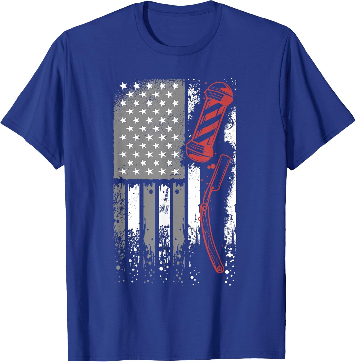 Barber USA Flag Hairdresser - Coiffeur Barbershop Barber T-Shirt - T-Shirt | Royal