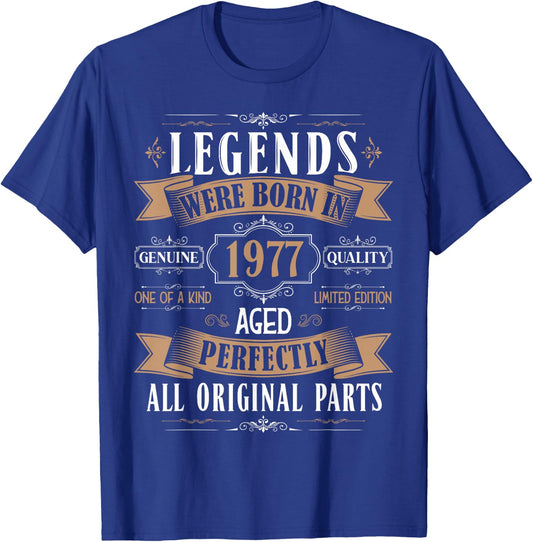 Legends Born in 1977 48th Birthday 48 Years Old Bday Men T-Shirt - T-Shirt | Royal