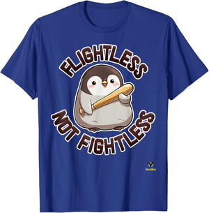 Flightless not Fightless - a menacing penguin T-Shirt - T-Shirt | Royal