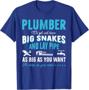 Funny Plumbing Graphic Design Plumber Dad Husband Men T-Shirt - T-Shirt | Royal
