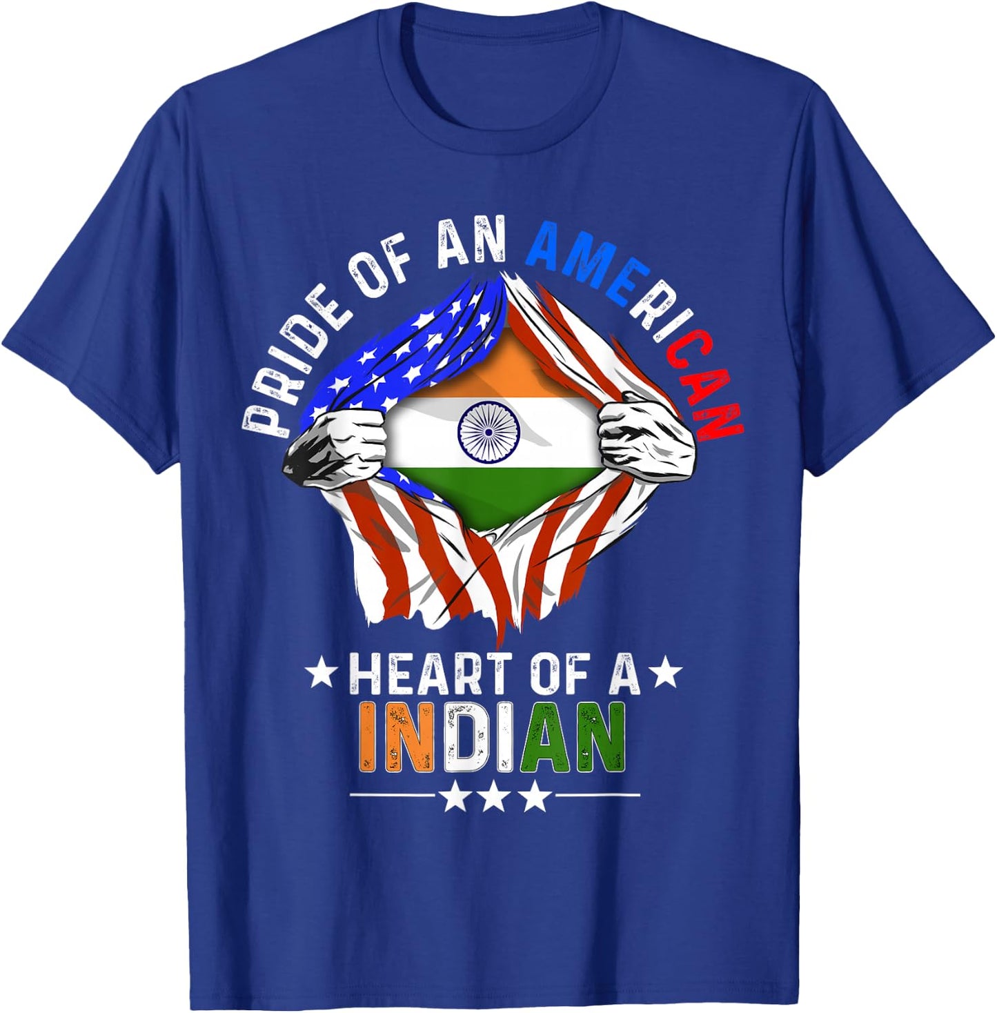 Indian American America Pride Foreign Country India Flag T-Shirt - T-Shirt | Royal