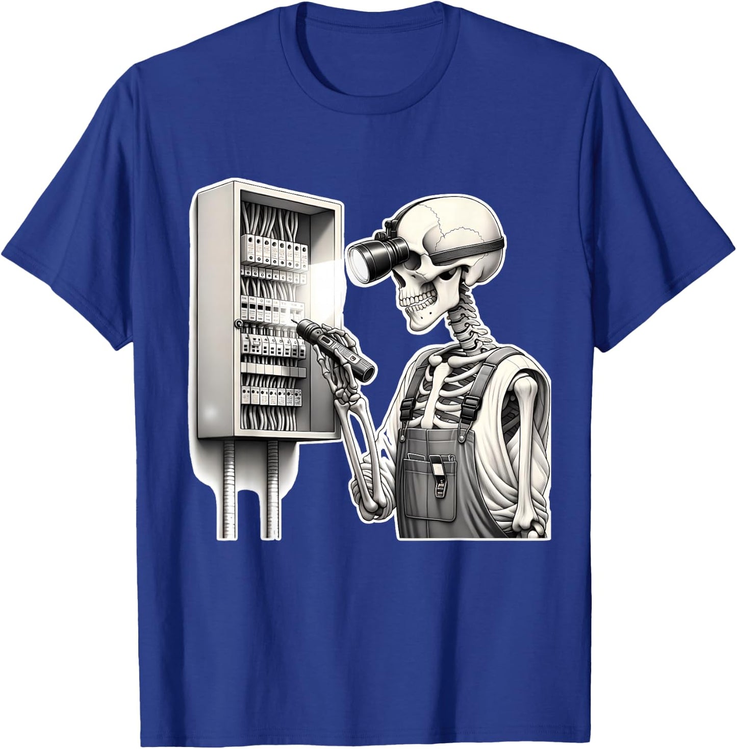 Halloween Skeleton Electrician T-Shirt - T-Shirt | Royal