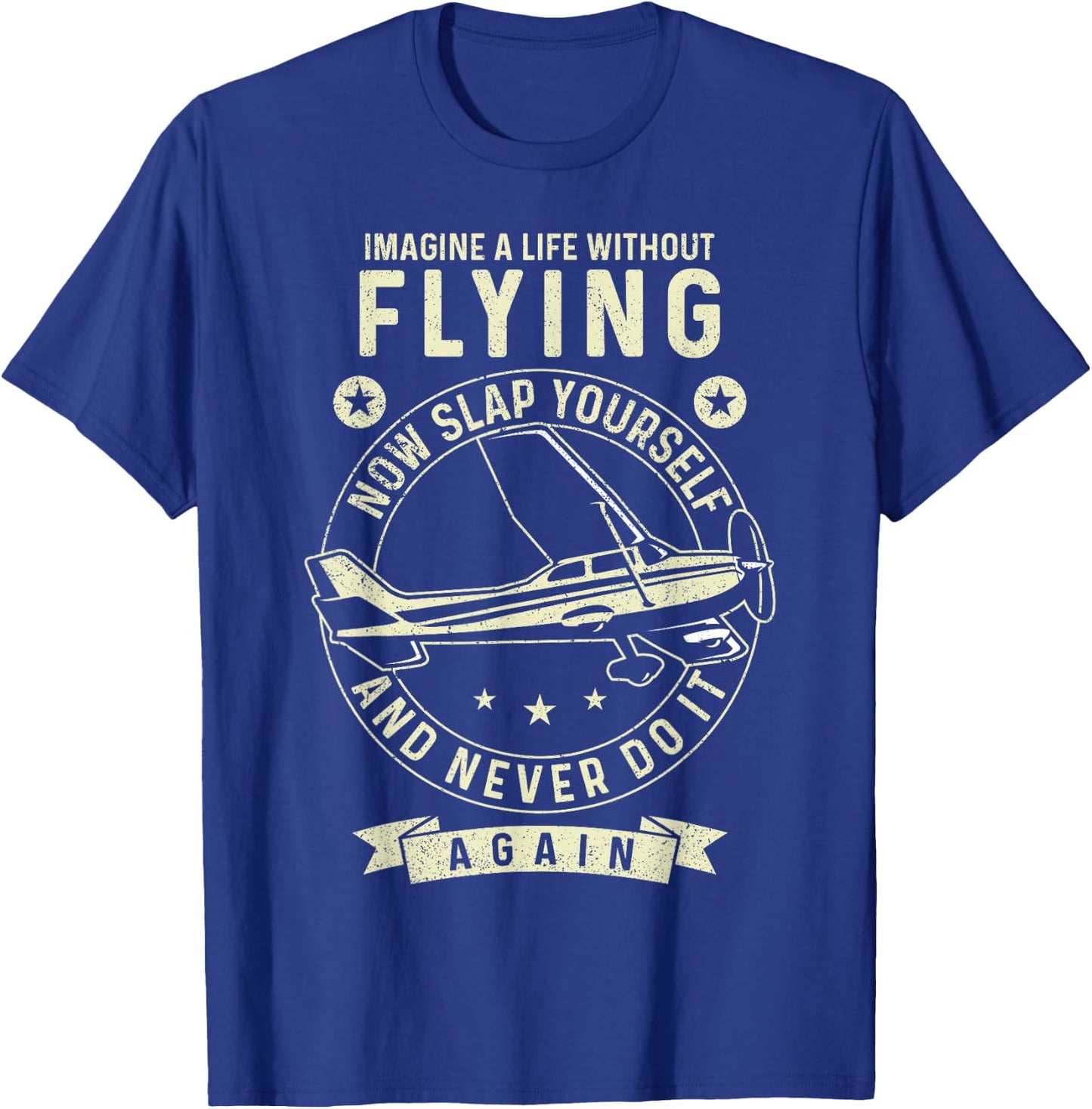 Airplane Pilot Vintage Imagine A Life Without Flying Now T-Shirt - T-Shirt | Royal