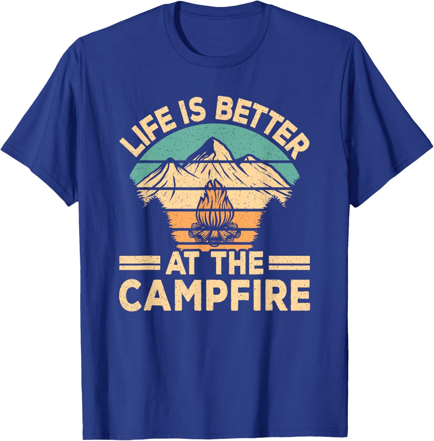 Life Is Better At The Campfire Retro Camping Tent T-Shirt - T-Shirt | Royal