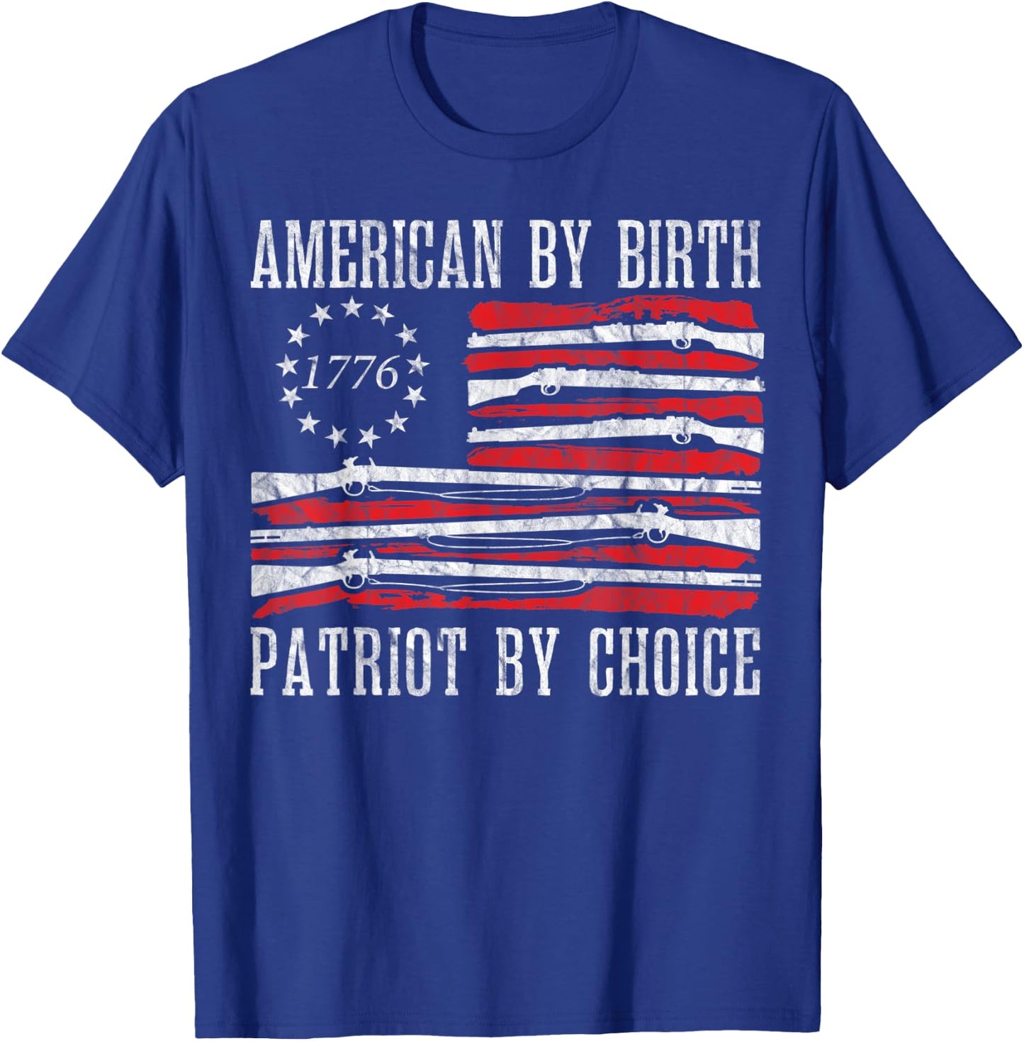 American By Birth Patriot By Choice Vintage American Flag Women Men T-Shirt - T-Shirt | Royal