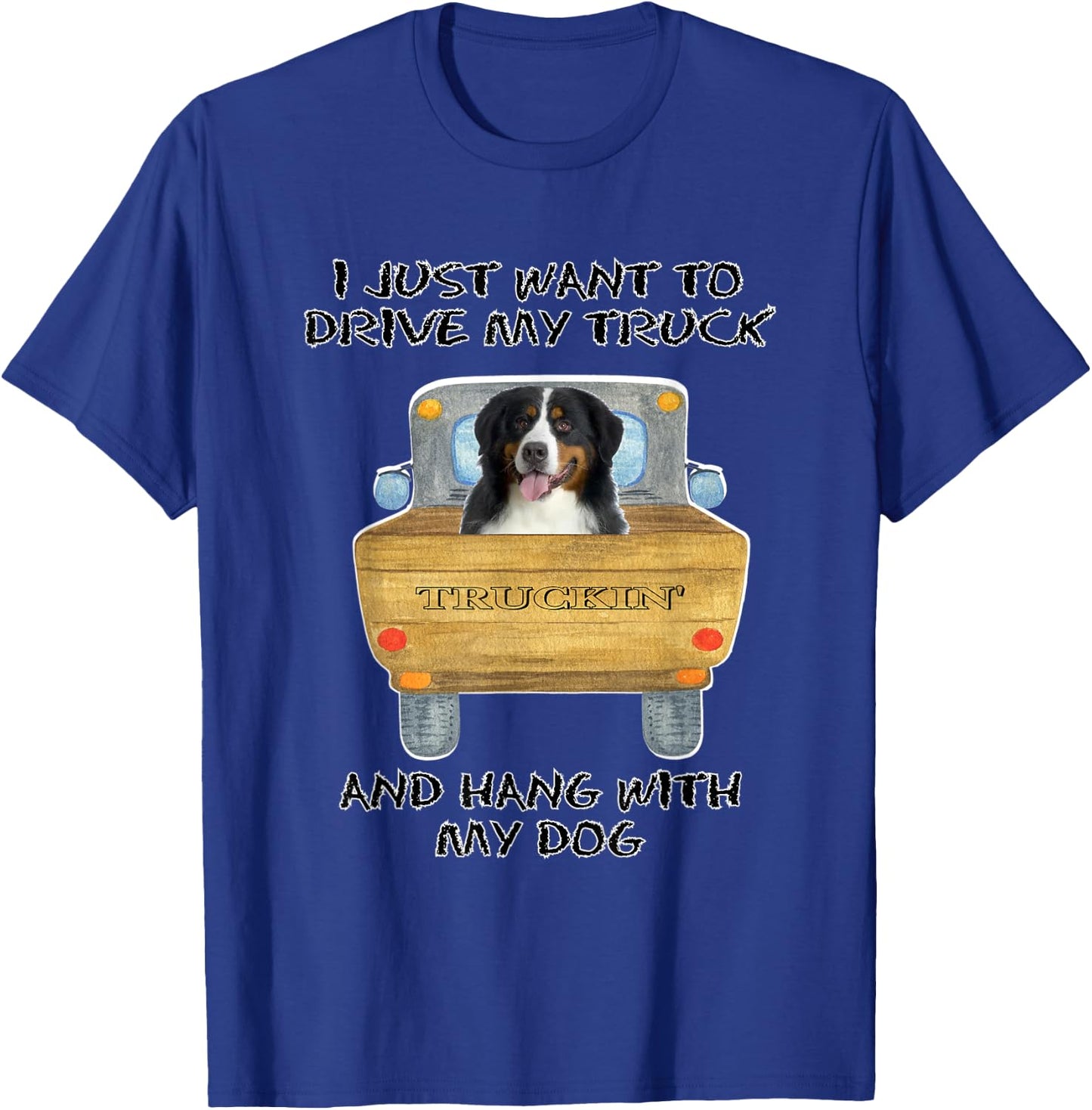 Truck Driving Dog Bernese Mountain Dog T-Shirt - T-Shirt | Royal