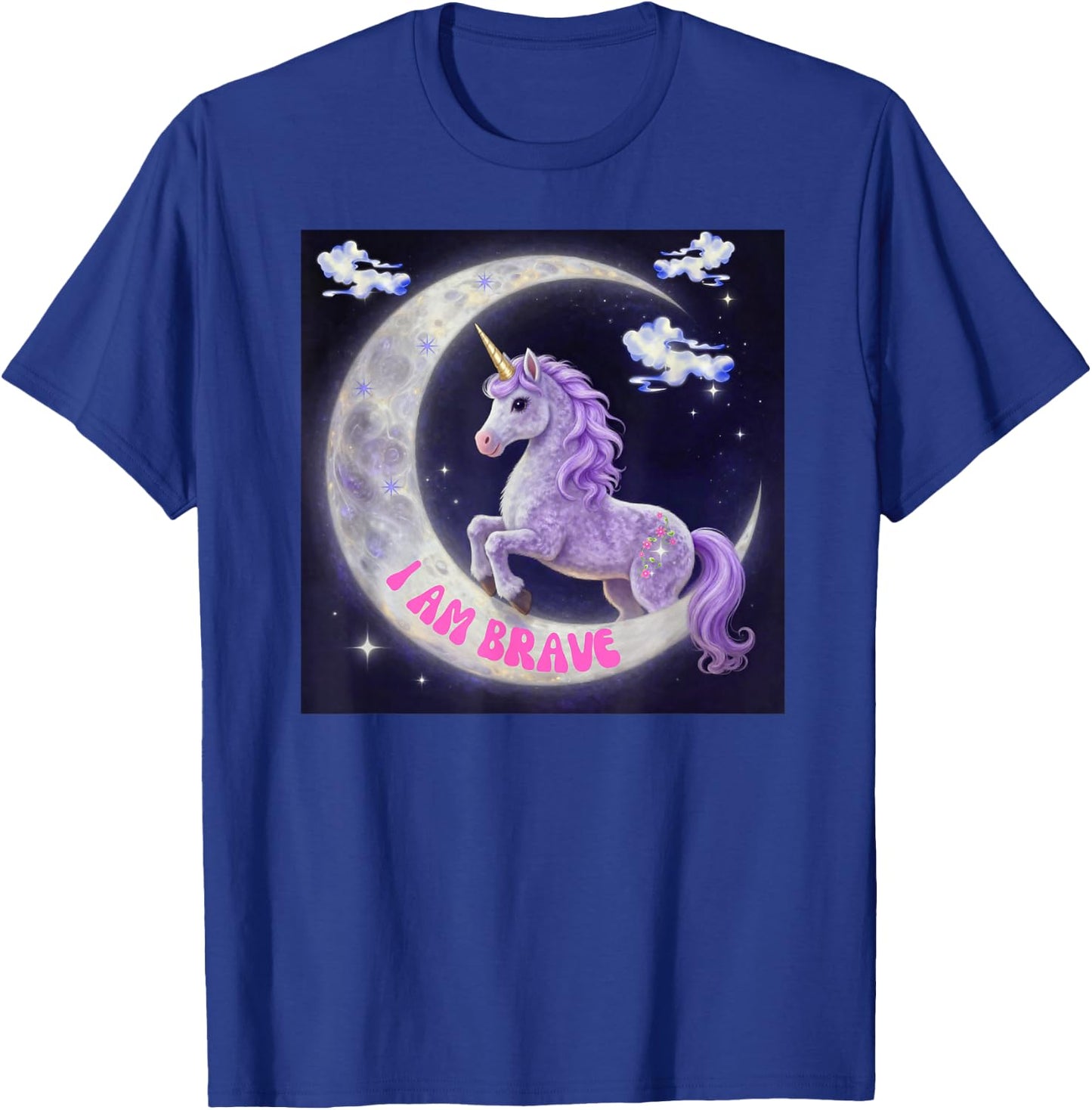 Bravery Brave As A Unicorn Fun Colourful Design T-Shirt - T-Shirt | Royal