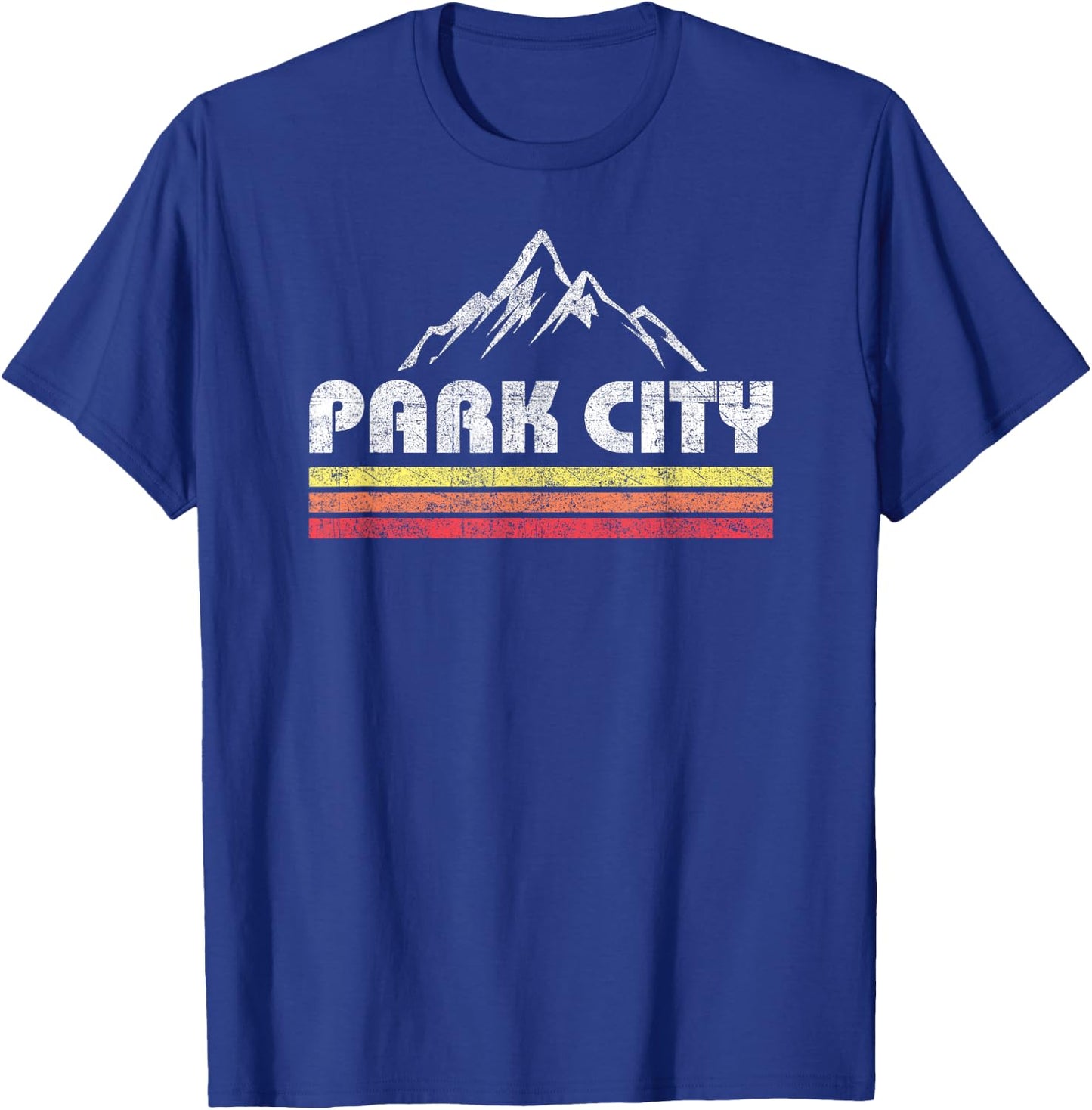 Vintage Retro Park City Utah Mountain Faded Bars Ski Sports T-Shirt - T-Shirt | Royal