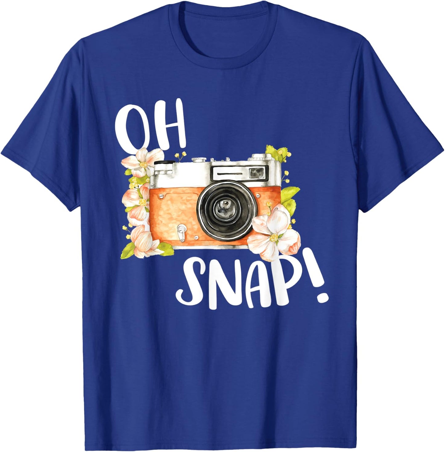 Oh Snap Funny Retro Camera Lover Floral Vintage Photography T-Shirt - T-Shirt | Royal