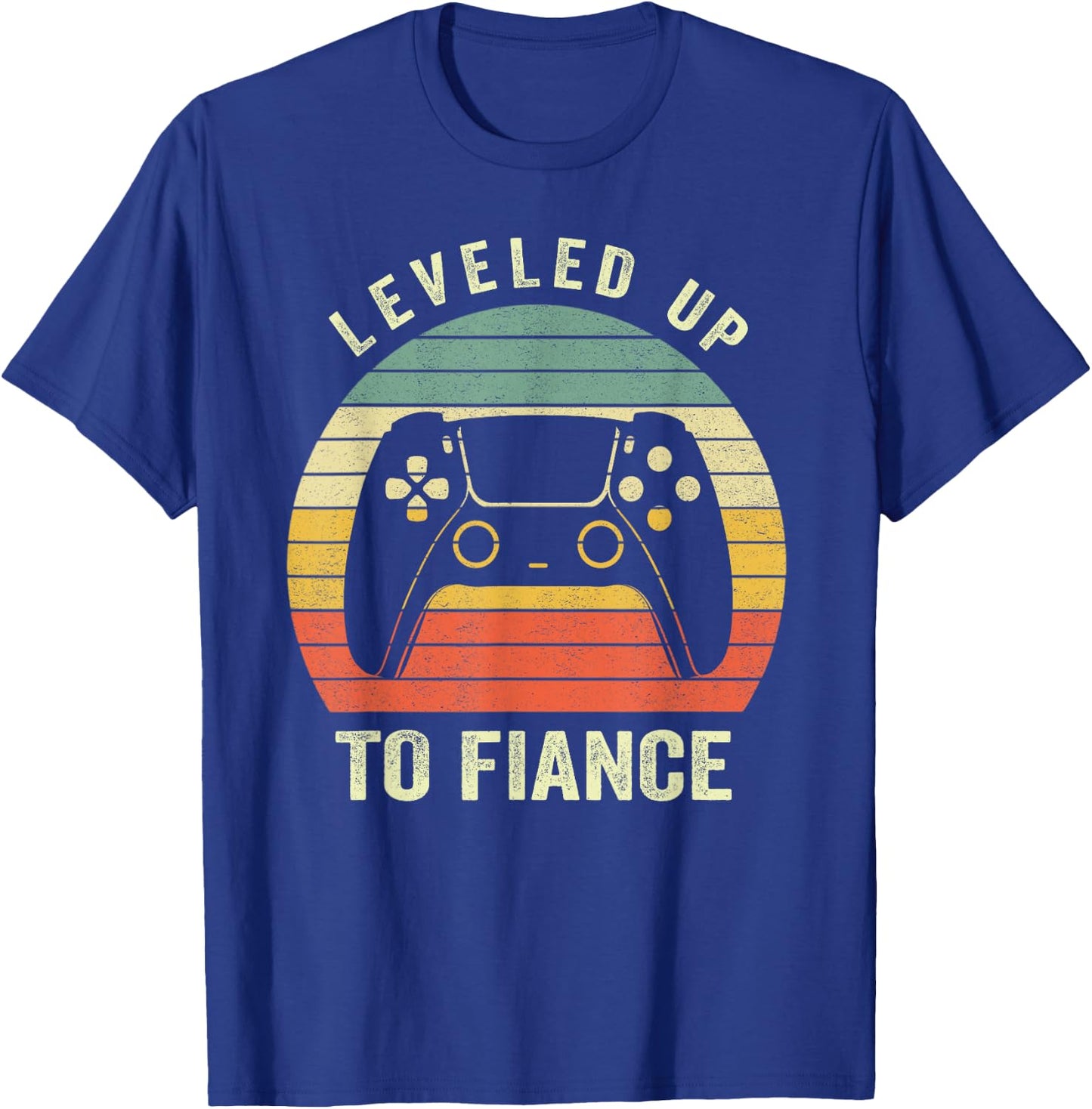 Leveled Up To Fiance Newly Engaged Couple Men Gift T-Shirt - T-Shirt | Royal