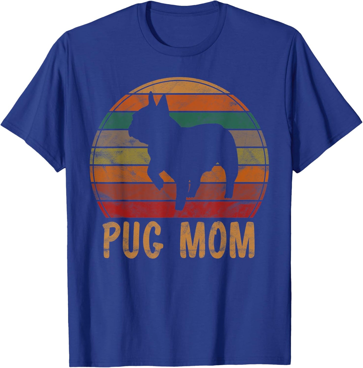 Retro Pug Mom Gift Puggle Dog Owner Mother Pet Mama Women Kids T-Shirt - T-Shirt | Royal