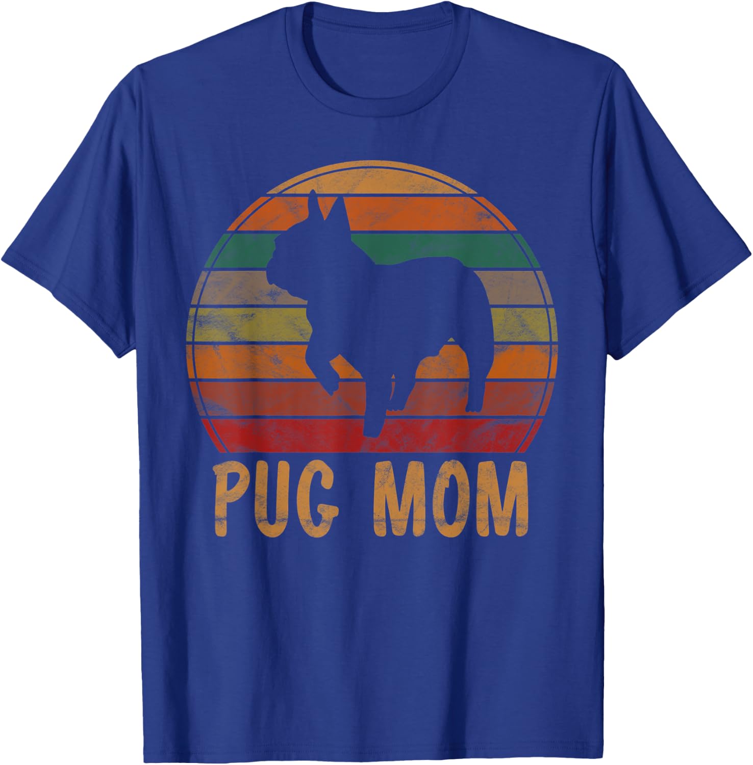 Retro Pug Mom Gift Puggle Dog Owner Mother Pet Mama Women Kids T-Shirt - T-Shirt | Royal