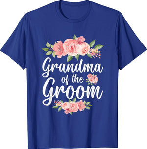 Grandma Of The Groom Grandma Flowers Groom's Grandma T-Shirt - T-Shirt | Royal