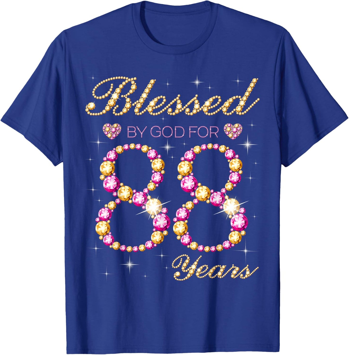 Blessed By God For 88 Years Old Birthday Party T-Shirt - T-Shirt | Royal