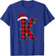 Awesome Letter K Initial Name Buffalo Plaid Christmas Pajama T-Shirt - T-Shirt | Royal