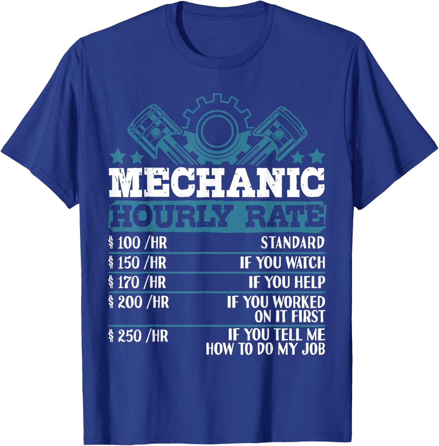 Mechanic Hourly Rate | Auto Mechanic Gifts T-Shirt - T-Shirt | Royal