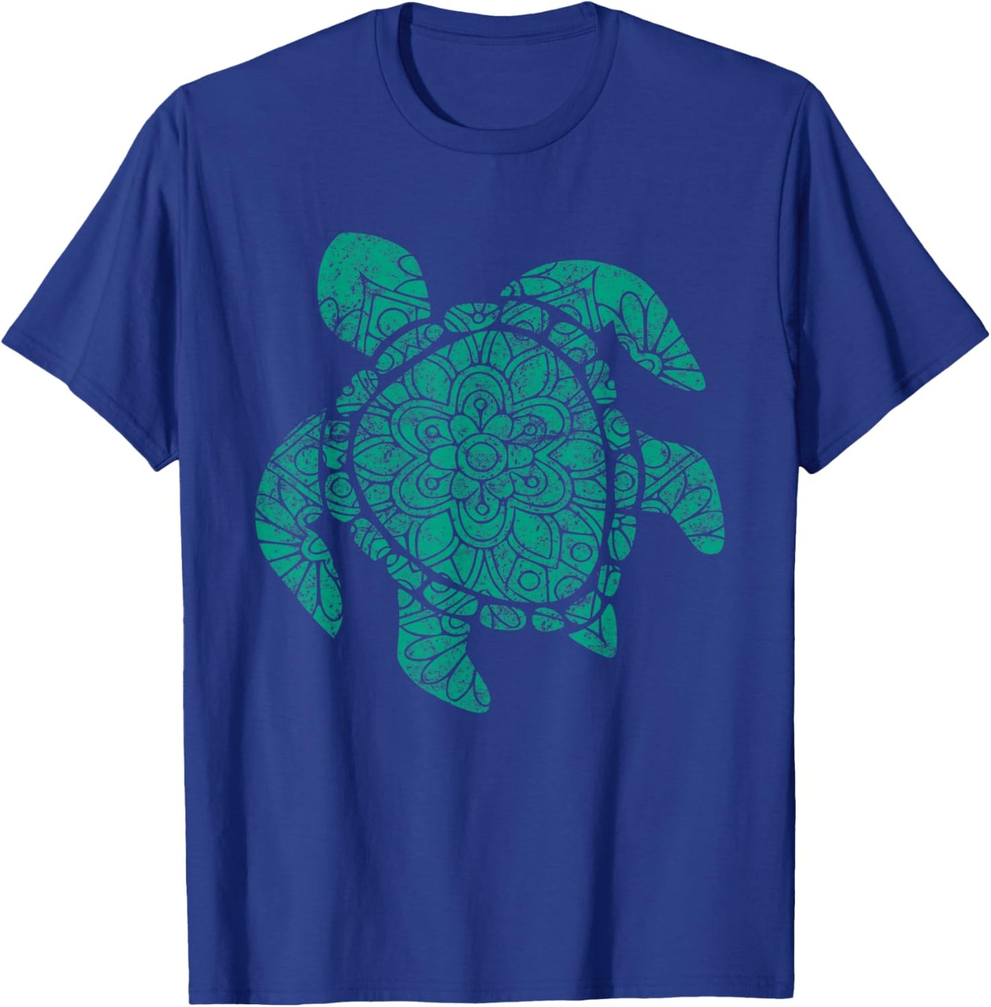 Sea Turtle Teal Mandala Boho Turtles T-Shirt - T-Shirt | Royal