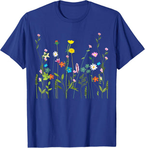 Women Wildflower Summer Flowers Blooming Floral Graphic T-Shirt - T-Shirt | Royal