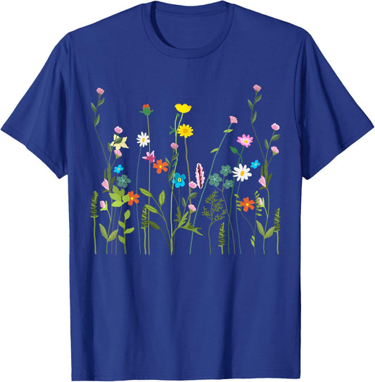 Women Wildflower Summer Flowers Blooming Floral Graphic T-Shirt - T-Shirt | Royal