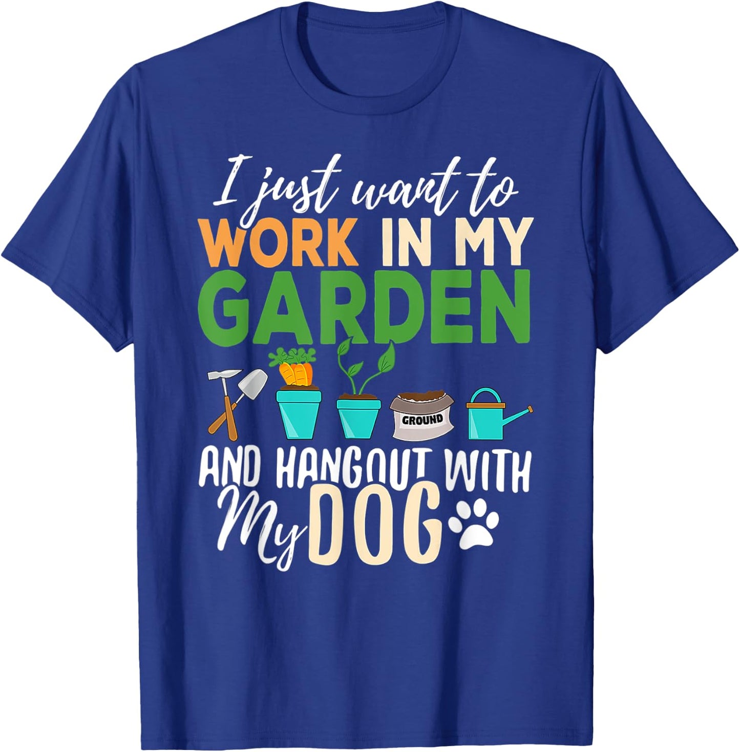 Gardening Dog Lover Gardener Garden Pet Gift Plants T-Shirt - T-Shirt | Royal