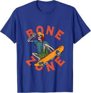 Funny Urban Skeleton Bone Zone Skateboarder Grunge Tricks T-Shirt - T-Shirt | Royal