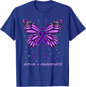 Alpha-1 Awareness Butterfly T-Shirt - T-Shirt | Royal