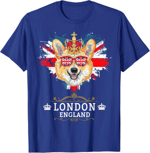 London Idea For Kids With Union Jack UK Flag & Corgi T-Shirt - T-Shirt | Royal