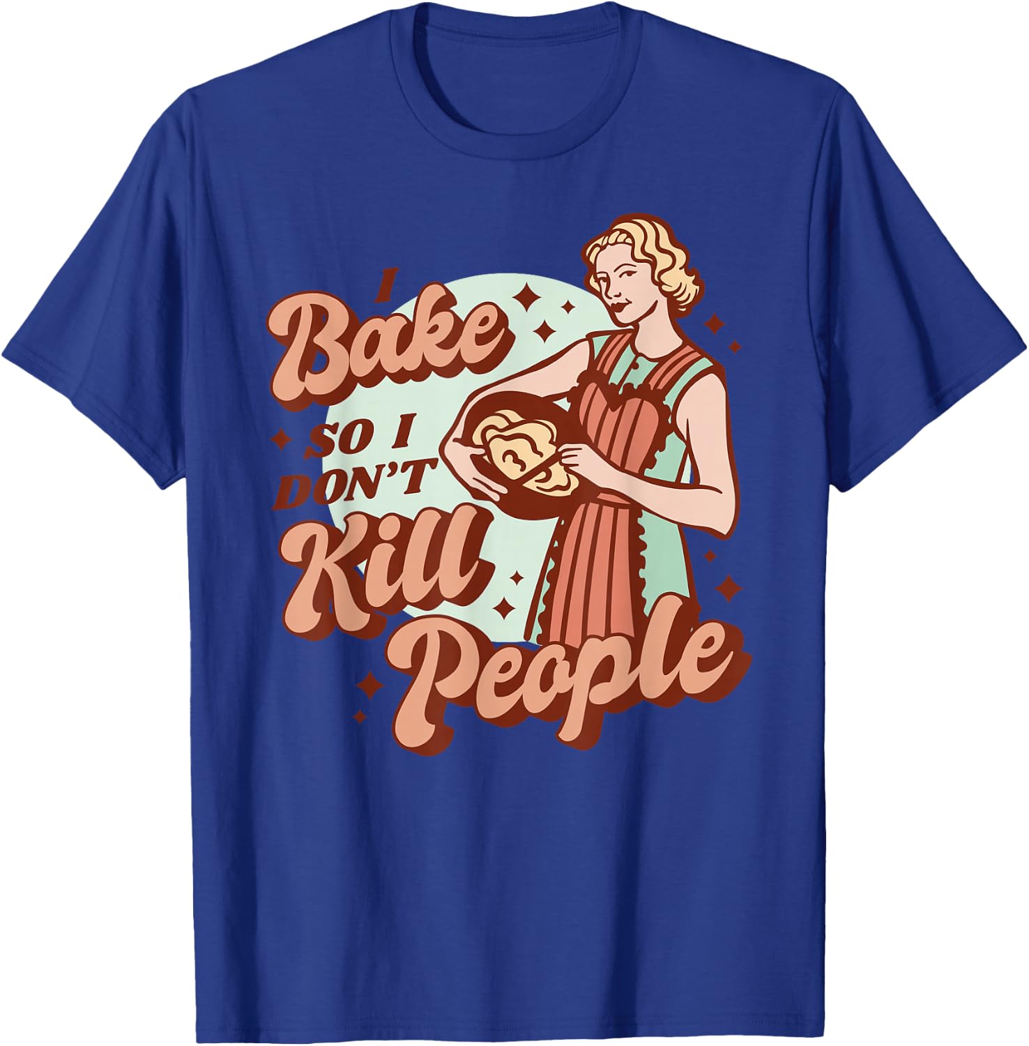 Baking Woman - Funny Retro T-Shirt - T-Shirt | Royal