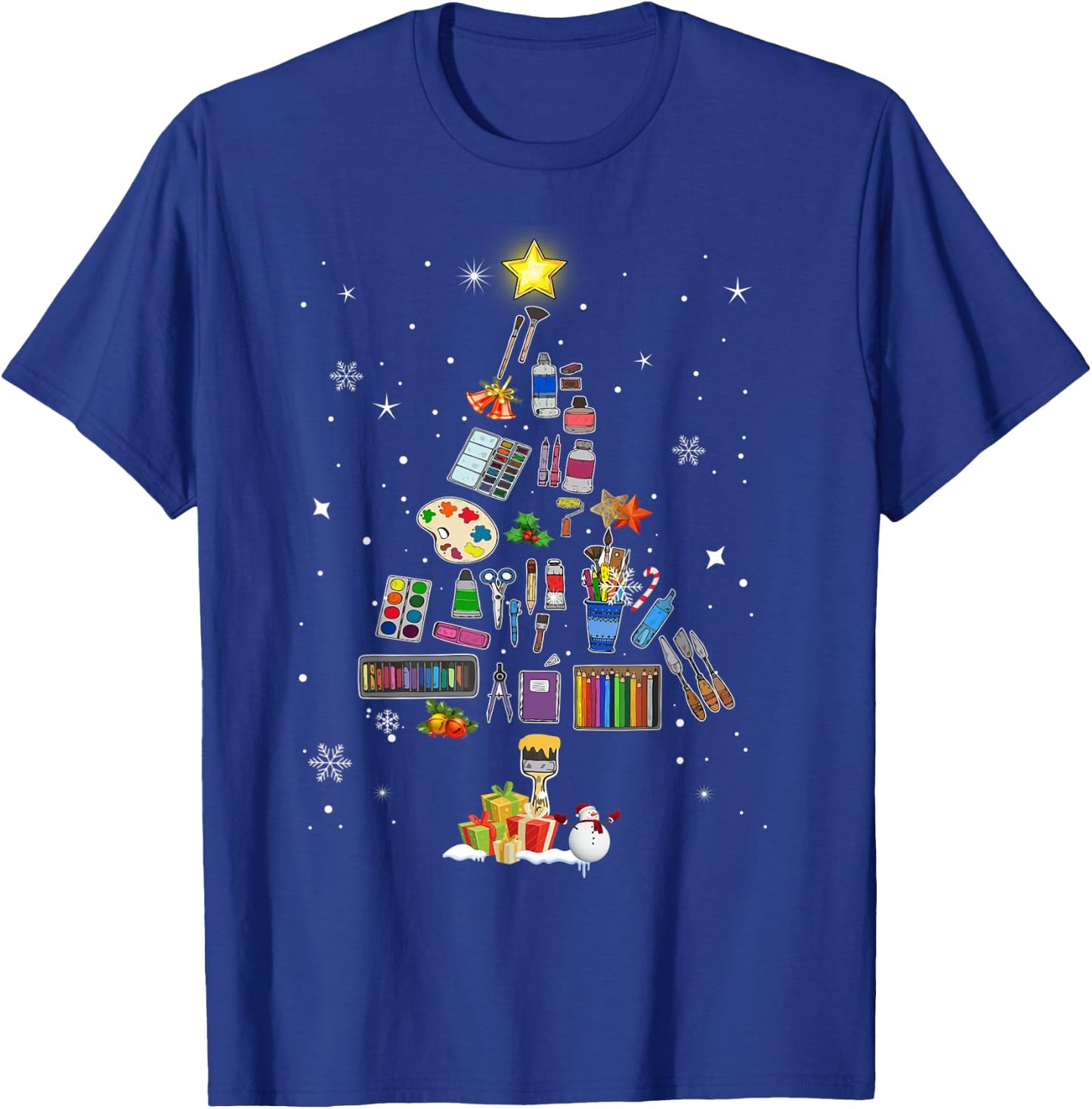 Art Lovers Christmas Tree Outfits Art Teacher Ugly Artist Xmas Pajama T-Shirt - T-Shirt | Royal