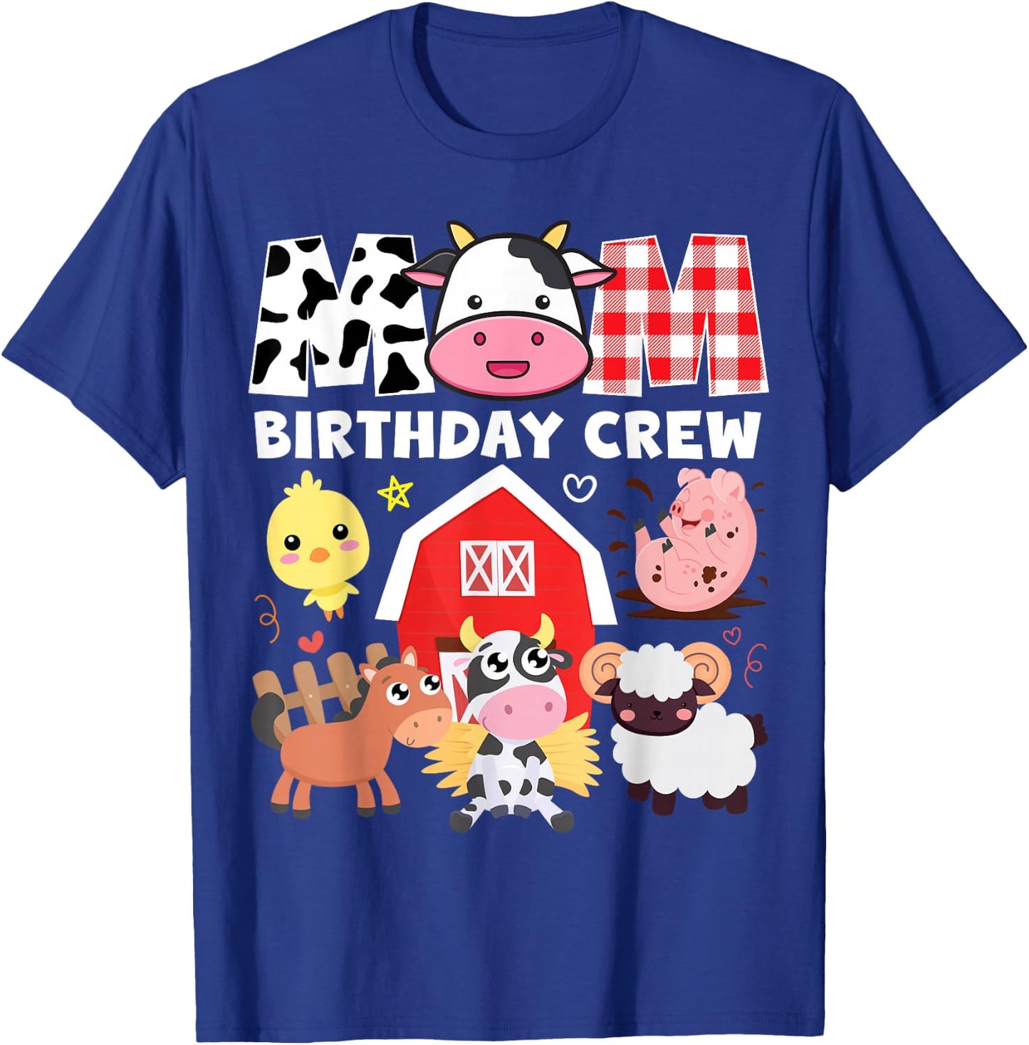 Cow Mom Birthday Crew Farm Theme Animals Kids Birthday Party T-Shirt - T-Shirt | Royal