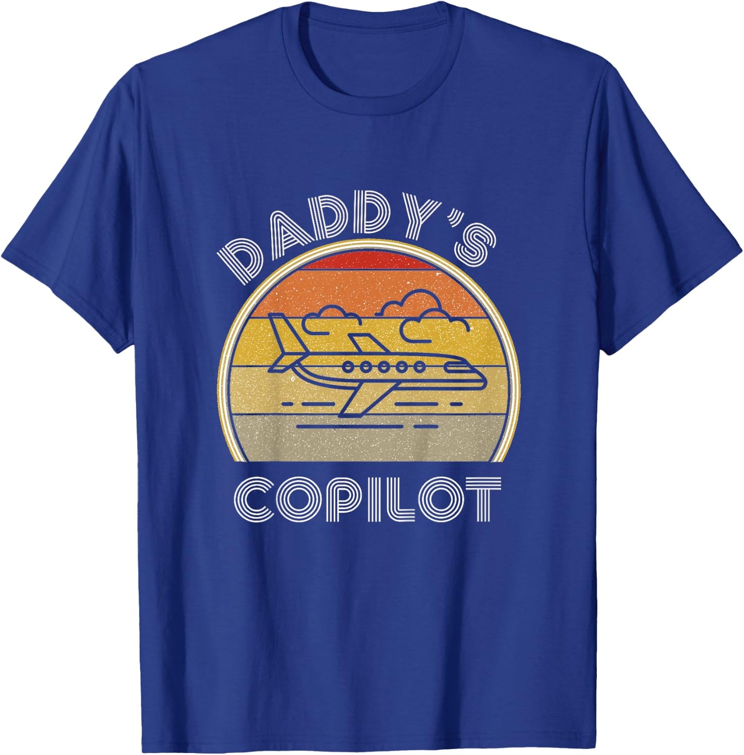 Airplane Lover Kids Future Pilot Daddys CoPilot Son Daughter T-Shirt - T-Shirt | Royal